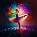 Frau tanzend bei Nacht - AB Diamond Painting Kit mit glitzernden Acryl Diamonds und Profi-Zubehör für kreative Kunstwerke.