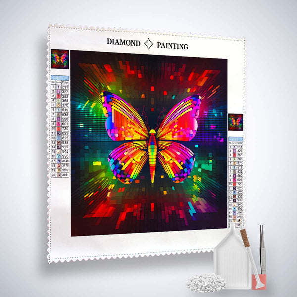 AB Diamond Painting Kit with Colorful Butterfly Design - Includes Canvas, Acrylic Diamonds, Tweezers, and Professional Stylus