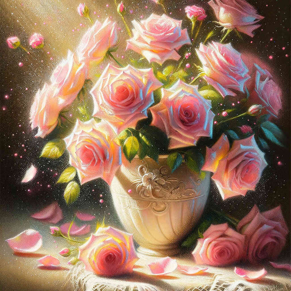 Malen nach Zahlen - Rosenstrauß in Vase