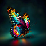 AB Diamond Painting - Schmetterling sitzend, farbenfrohe Schmetterlingskunst, die funkelt, mit leuchtenden Acryl-Diamanten.