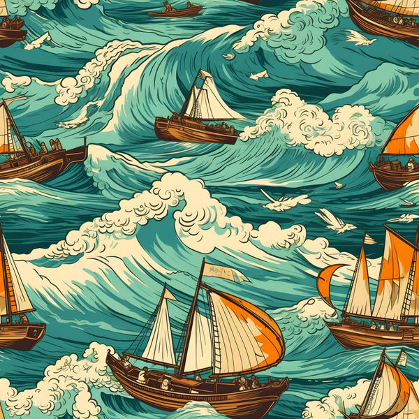 Diamond Painting Kit - Schiffe auf See, Kunstwerk mit Segelschiffen auf stürmischem Meer, inkl. Acryl-Diamanten und Künstler-Werkzeuge
