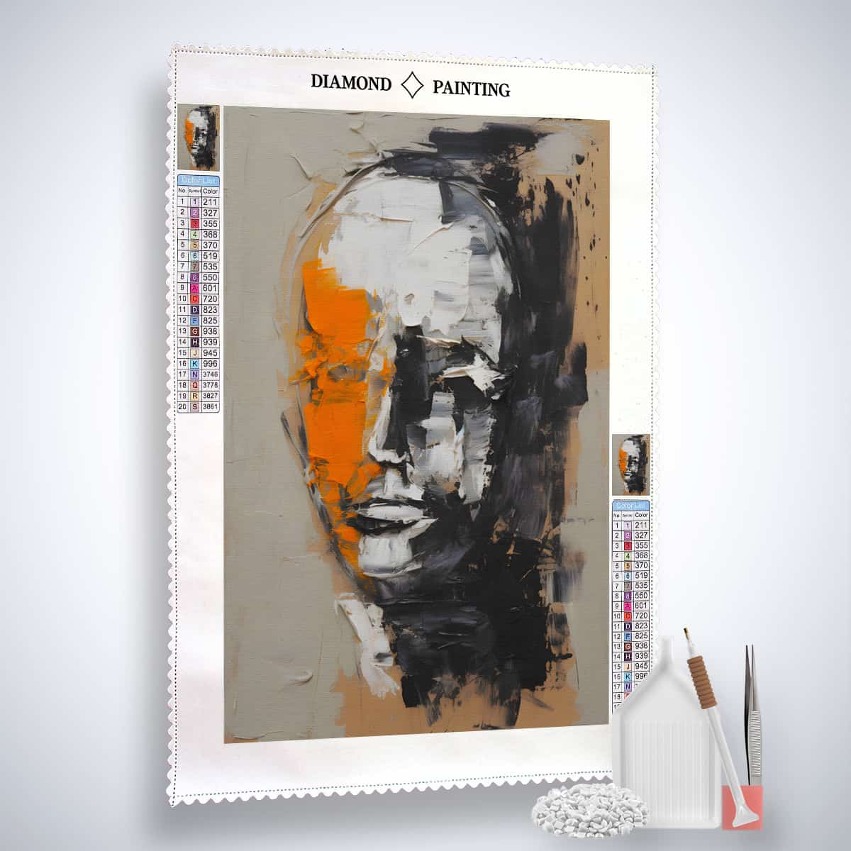 Diamond Painting Kit - Minimalistisches Motiv mit Leinwand, Acryl Diamonds, Setzstift, und Künstler-Pinzette