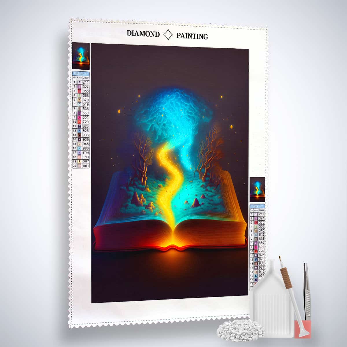 AB Diamond Painting Kit - Sparkling Magic Book with Acrylic Diamonds, Canvas, Tweezers, and Professional Pen Set