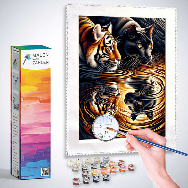 Malen nach Zahlen - Tiger und Panther, Spiegelbilder