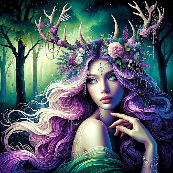 Malen nach Zahlen - Frau mit Geweih mystisch