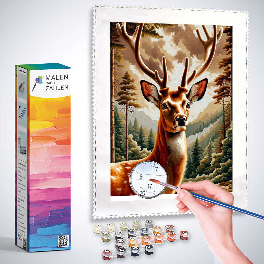 Hirsch in Brauntönen – Malen nach Zahlen