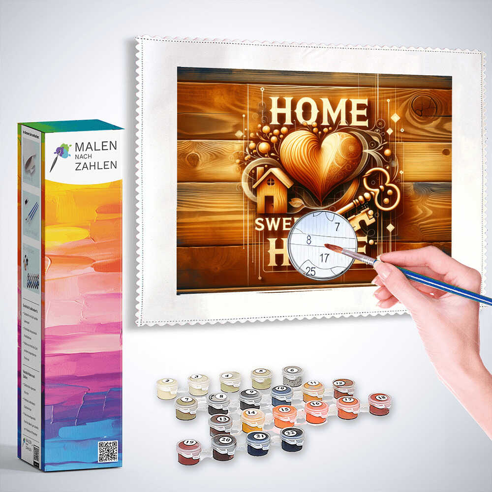 Malen nach Zahlen - Home sweet home, Holzoptik