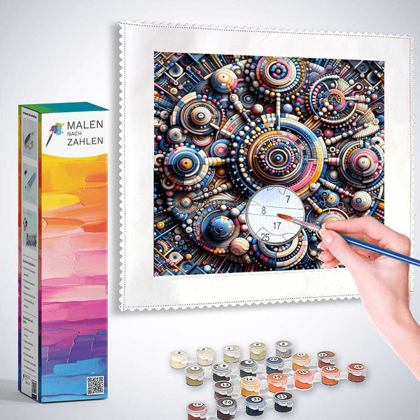 Paint by Numbers kit - Cosmic Kaleidoscope with intricate design and included paint set.
