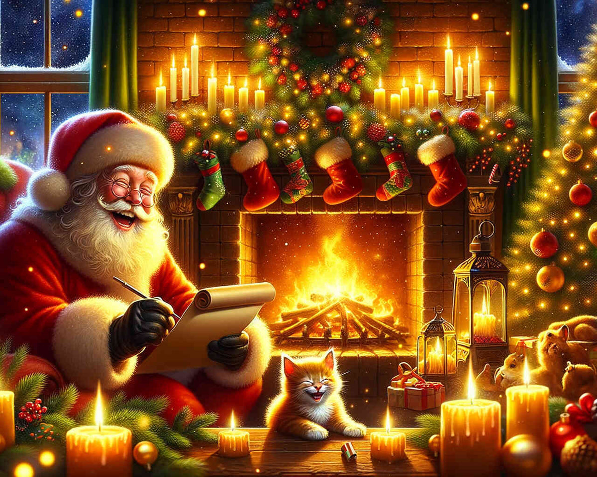 Malen nach Zahlen - Weihnachten am Kamin