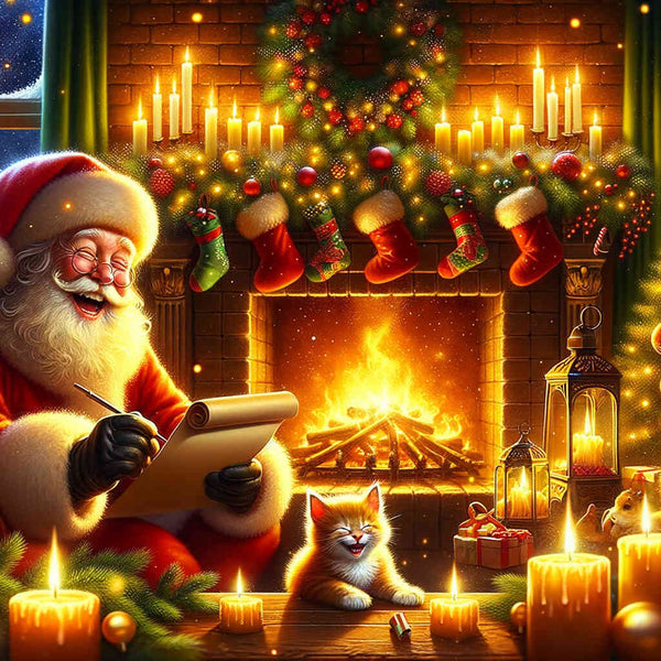 Malen nach Zahlen - Weihnachten am Kamin