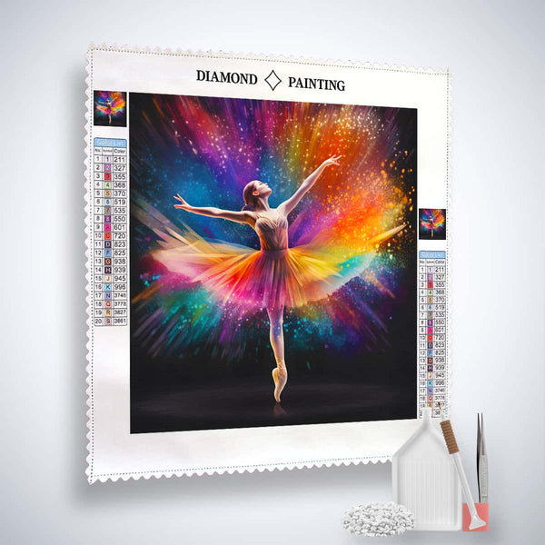 AB Diamond Painting Kit - Frau tanzend bei Nacht Part 2, bunte Leinwand, Acryl Diamonds, Künstler-Pinzette und Profi Setzstift