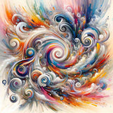 Abstract swirling colorful art with vibrant brushstrokes and dynamic patterns, creating a sense of movement and energy.