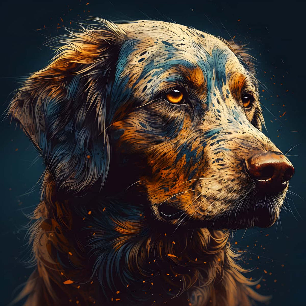 Diamond Painting of a loyal dog with intricate details and vibrant colors