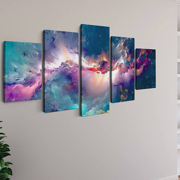 Malen nach Zahlen 5 teilig - Drachenblitz, Wolken - hochwertige Leinwand - multi5, neue_bilder