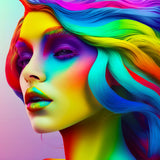 Farbfrohes Porträt einer Frau für AB Diamond Painting - Bunte Frau komplettes Set