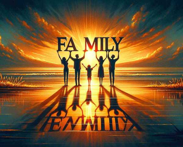 Malen nach Zahlen - Family, Sonnenuntergang