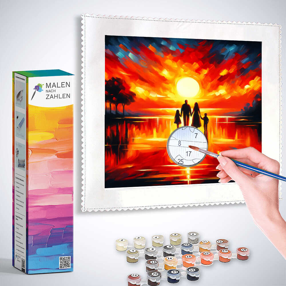 Malen nach Zahlen - Happy Family, Sonnenuntergang