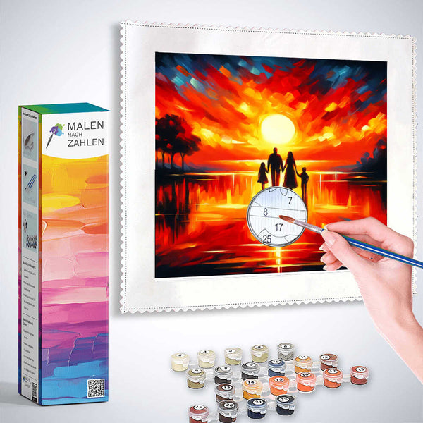 Malen nach Zahlen - Happy Family, Sonnenuntergang