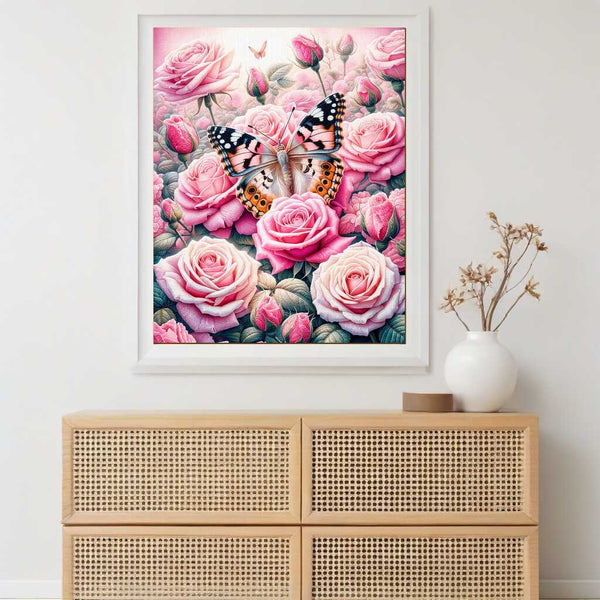 Malen nach Zahlen - Rosa Rosenschmetterling