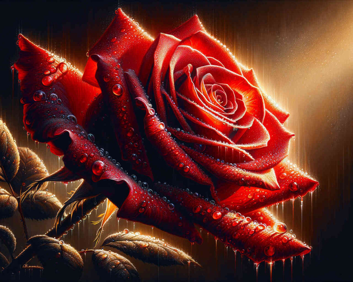 Malen nach Zahlen - Rote Rose seitlich