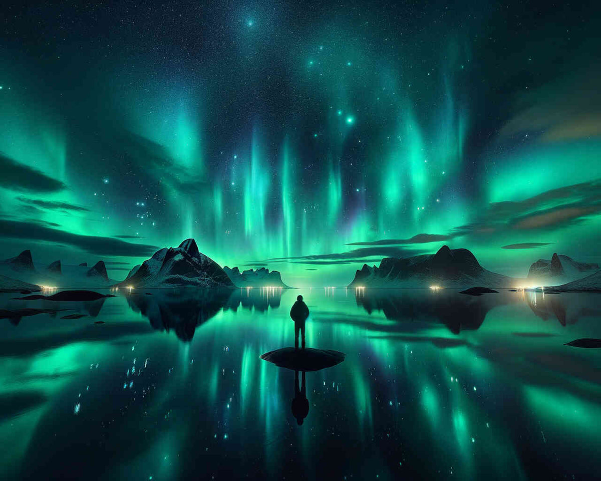 Malen nach Zahlen - Polarlichter in Grün
