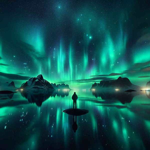Malen nach Zahlen - Polarlichter in Grün