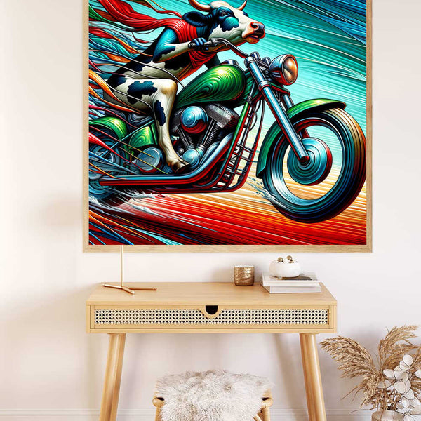 Malen nach Zahlen - Motorrad Kuh