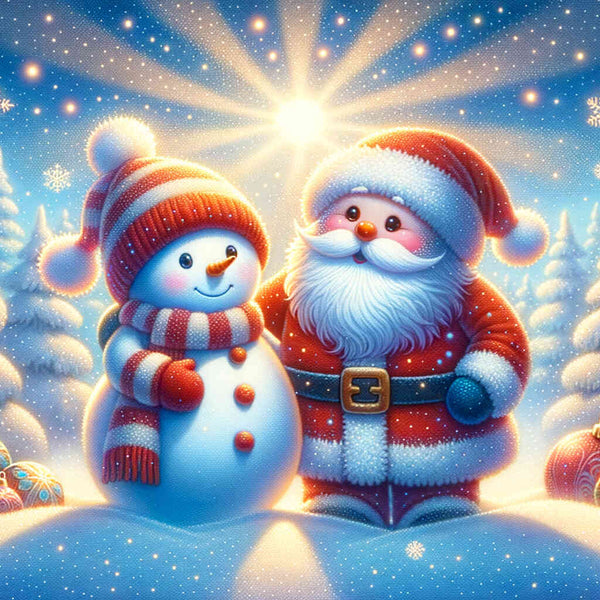 Malen nach Zahlen - Schneemann und Weihnachtsmann