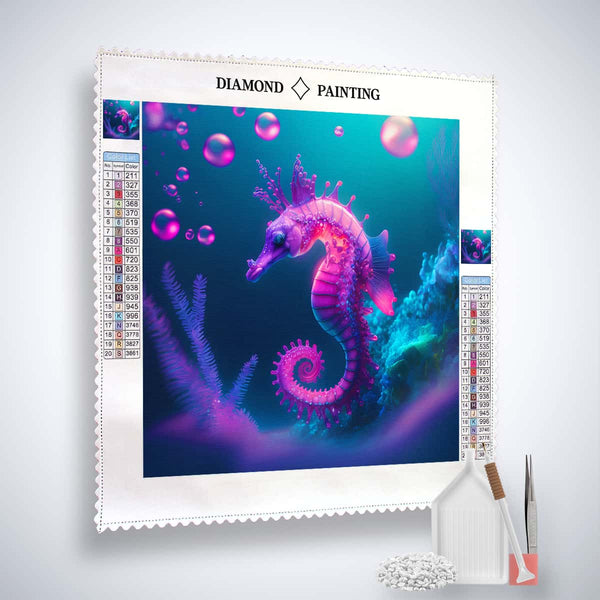 AB Diamond Painting Kit - Lila Seepferdchen Design with Tools and Canvas