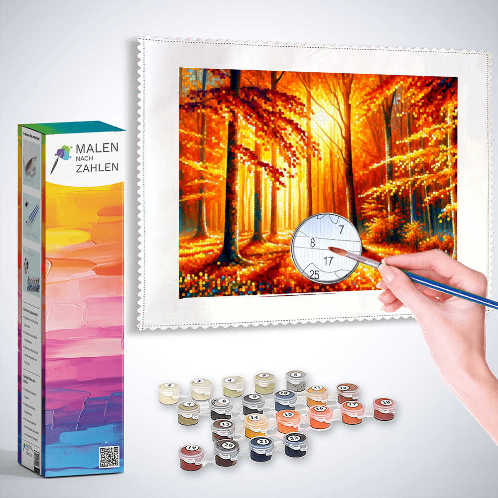 Malen nach Zahlen - Herbstwald Sonne