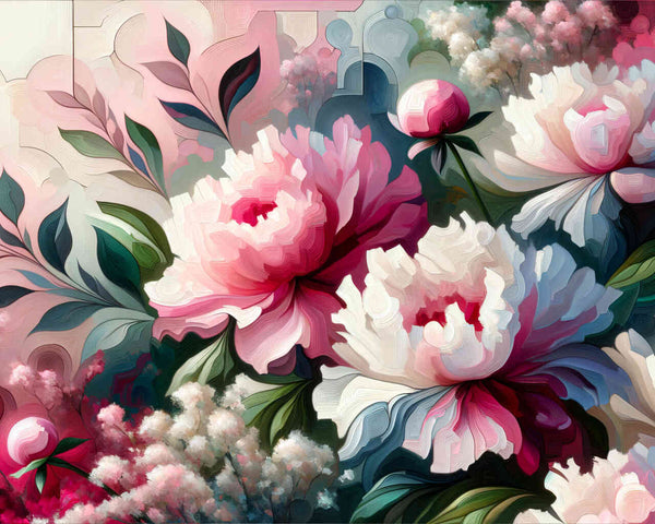 Malen nach Zahlen - Rosa Blumenstrauß, Pfingstrosen