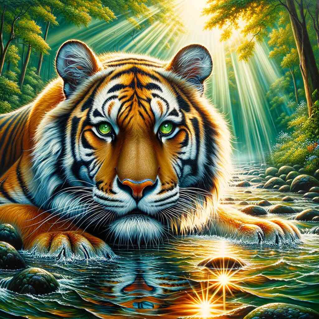 Malen nach Zahlen - Tiger im Fluss
