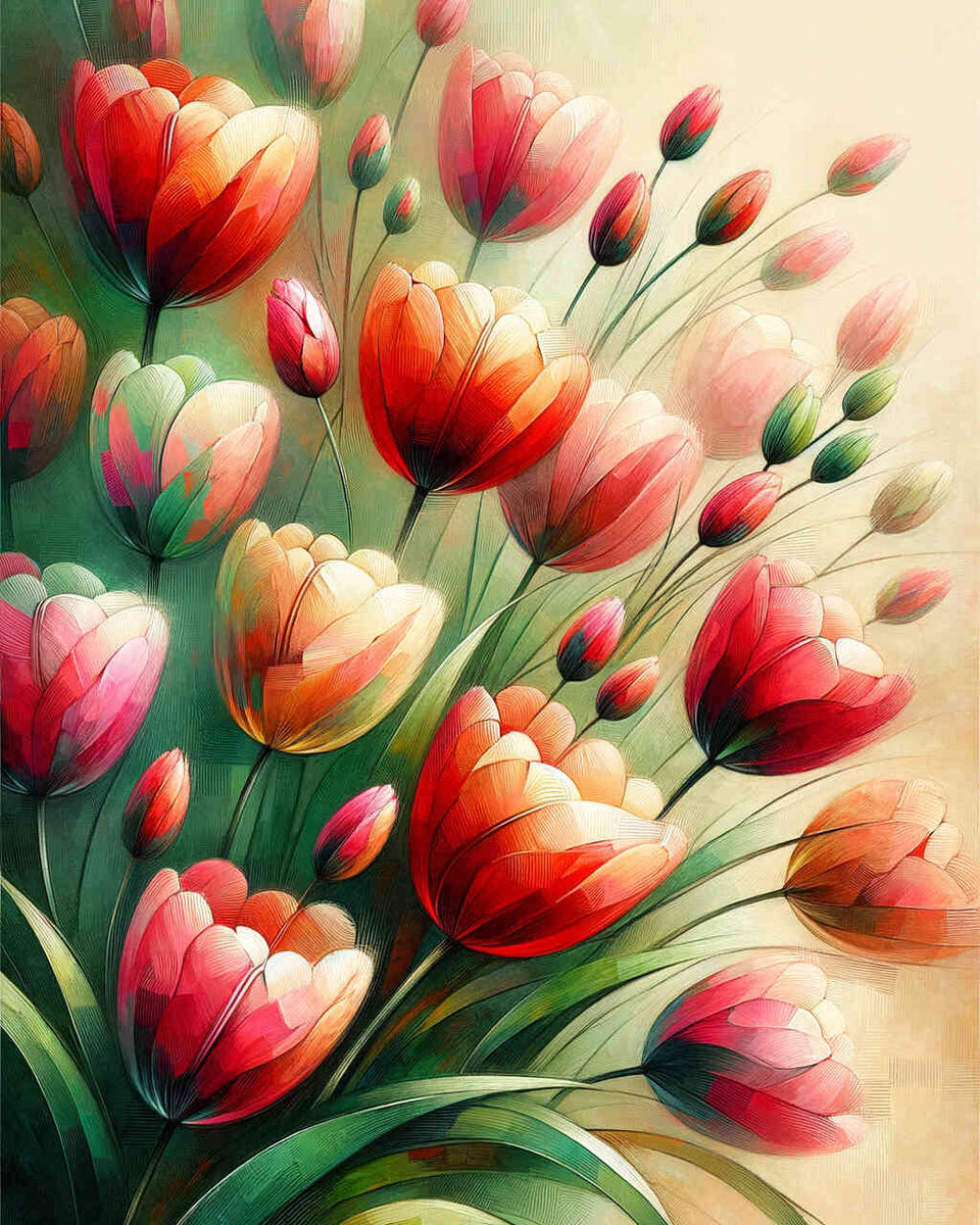 Malen nach Zahlen - Tulpen harmonisch