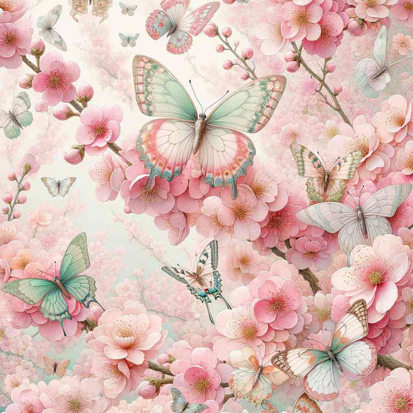 Malen nach Zahlen - Schmetterling und Blumen in rosa