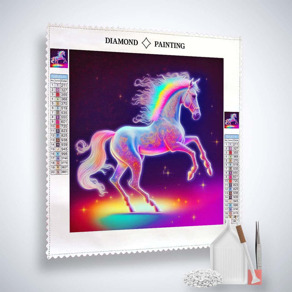 Colorful Unicorn Diamond Painting Kit with Canvas, Acrylic Diamonds, Tweezers, and Pen Set