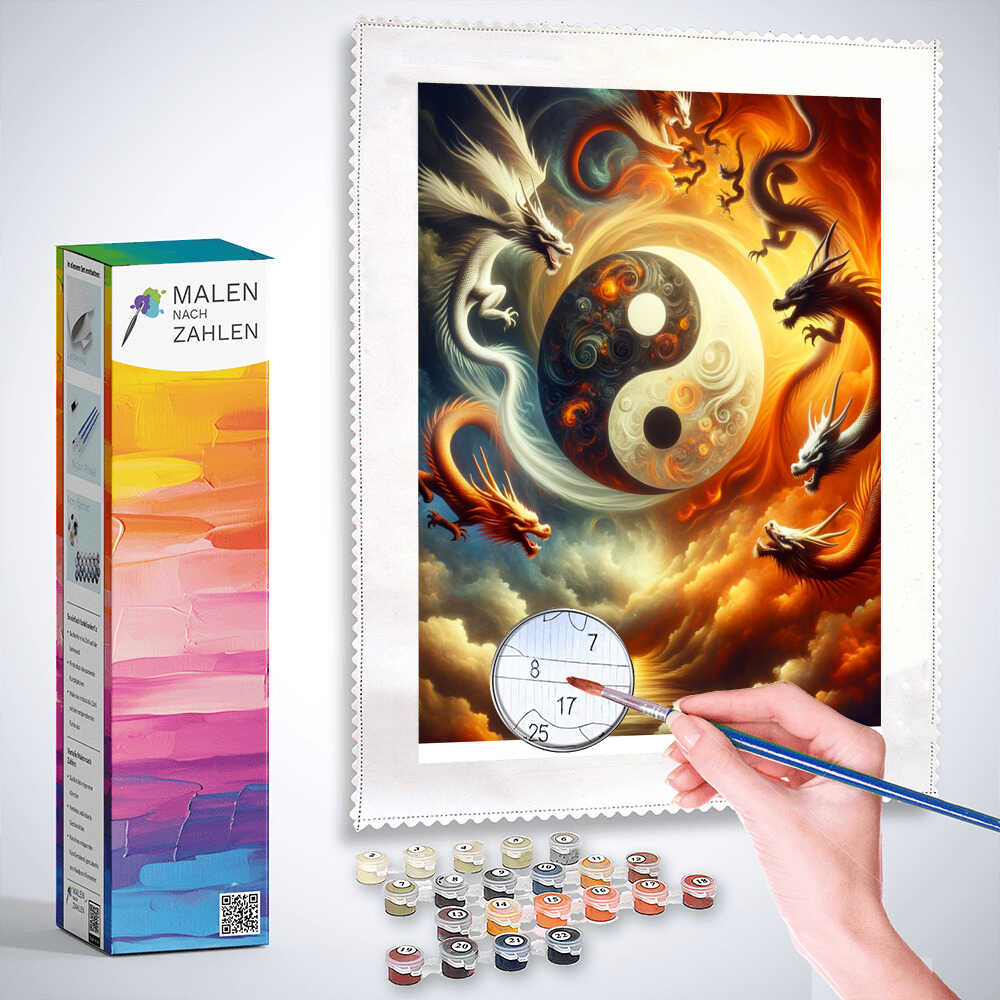 Malen nach Zahlen - Yin und Yang Drachen