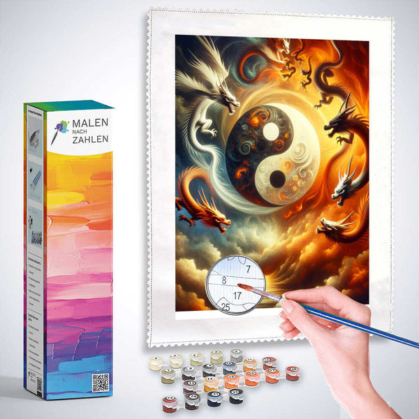 Malen nach Zahlen - Yin und Yang Drachen