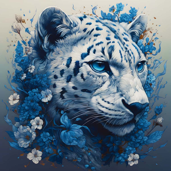 Diamond Painting Kit - Schneegepardin Artwork with Sparkling Acrylic Diamonds, Professional Canvas, and Set Tools