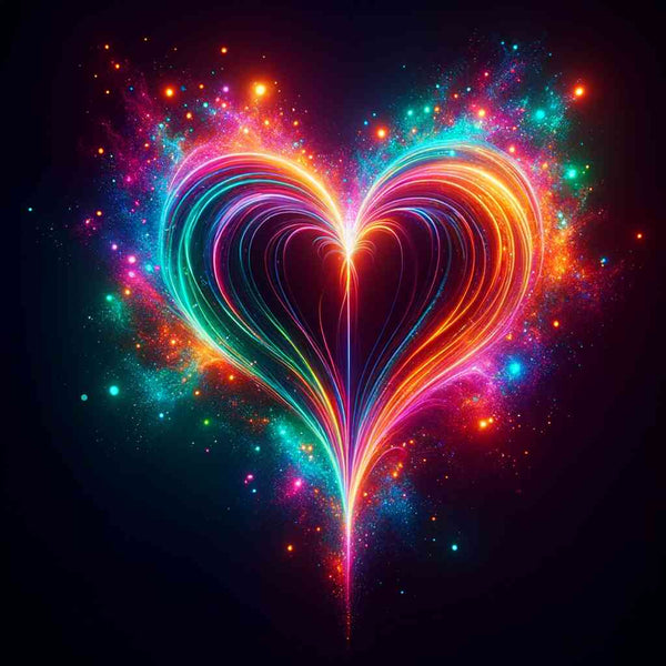 Cosmic Heart Painting by Numbers - Bright, Colorful Cosmic Heart with Glowing Effects
