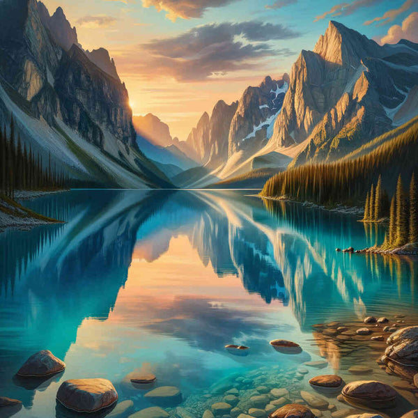 Malen nach Zahlen - Glasklarer Bergsee