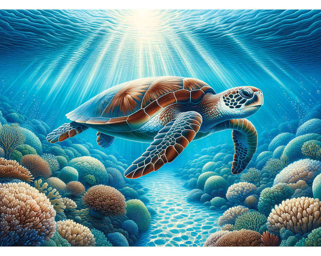 Malen nach Zahlen - Schildkröte im Meer