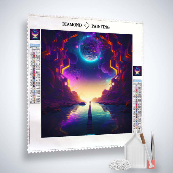 Diamond Painting Kit Weltall Liebe - Komplettset mit Leinwand, Acrylsteinchen, Pinzette und Setzstift - Funkelndes Weltall-Motiv