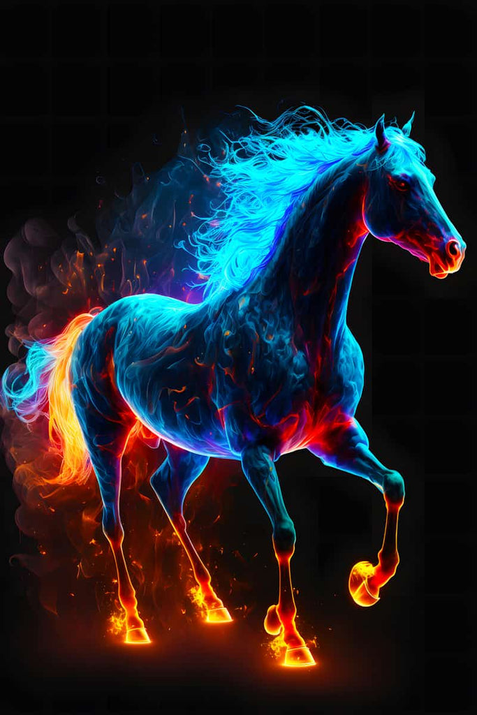 AB Diamond Painting - Fire Horse - gedruckt in Ultra-HD - AB Diamond, Neu eingetroffen, Pferd, Tiere, Vertikal