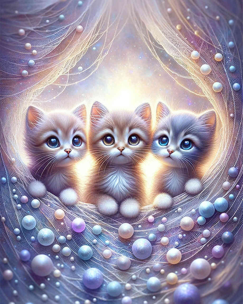 Malen nach Zahlen - Drei Kätzchen schauen hervor