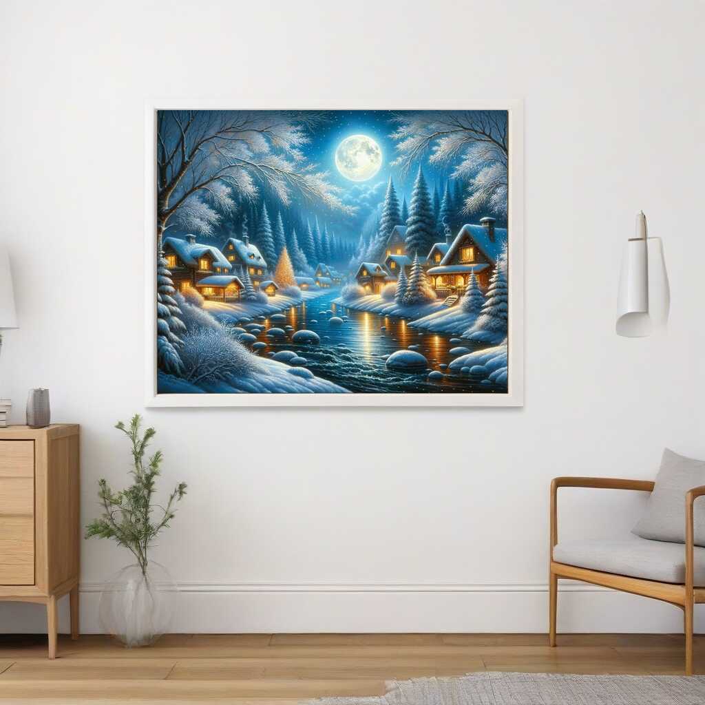 Malen nach Zahlen - Winterdorf am Fluss