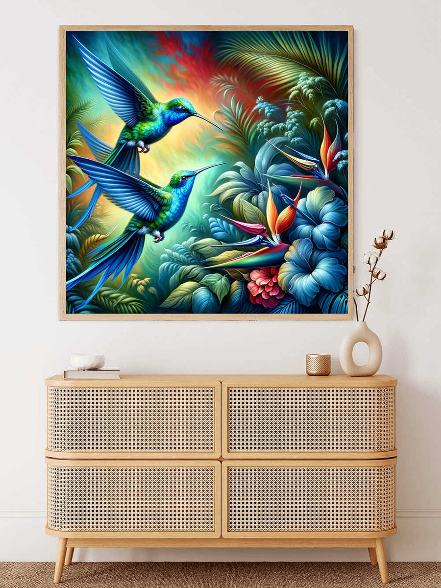 Malen nach Zahlen - Kolibri in Blau und Grün
