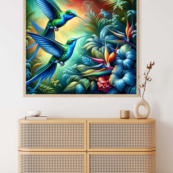 Malen nach Zahlen - Kolibri in Blau und Grün