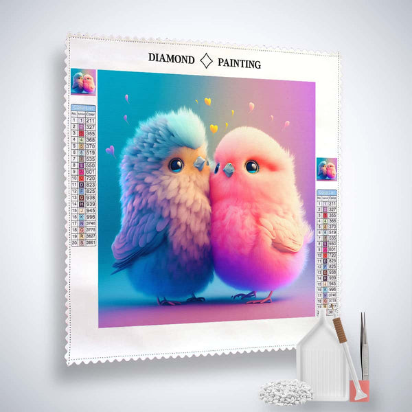 AB Diamond Painting - Vogelliebe zu zweit, Diamond Painting Kits mit professioneller Leinwand und Acryl Diamonds, funkelnde Kunst für Zuhause.