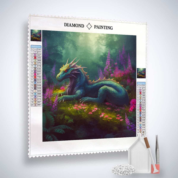 Diamond Painting Kit Flüstern des Windes - Dragon in Enchanted Forest Scene with Painting Tools Included