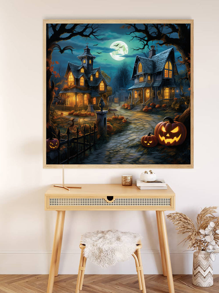 Nivvey Malen Nach Zahlen Kit Für Erwachsene "Halloween Schloss" - 40x50 Cm, Inkl. Leinwand, Farben & Pinsel